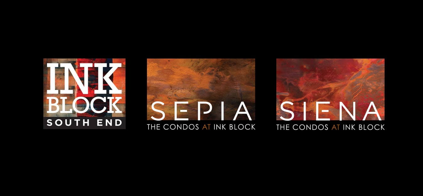 Ink Block, Sepia Condos, Siena Condos Logos