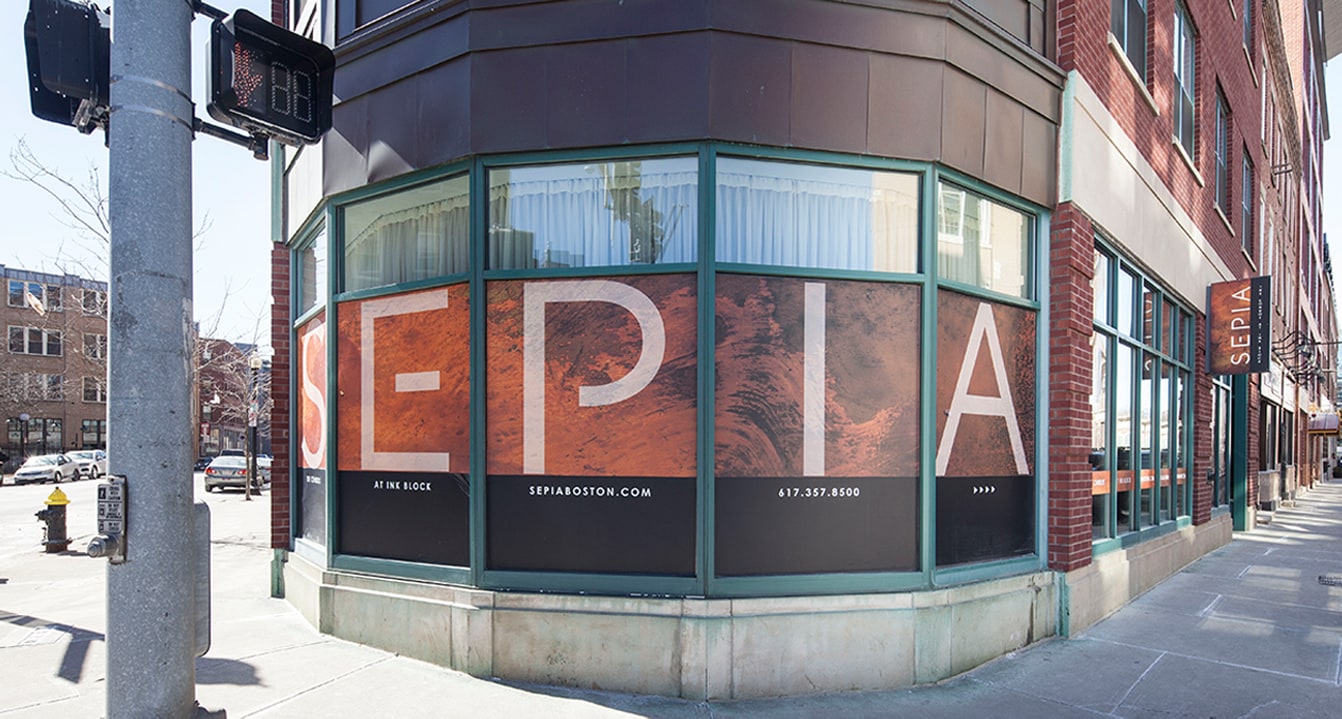 Sepia - Leasing Center + Outdoor Signage