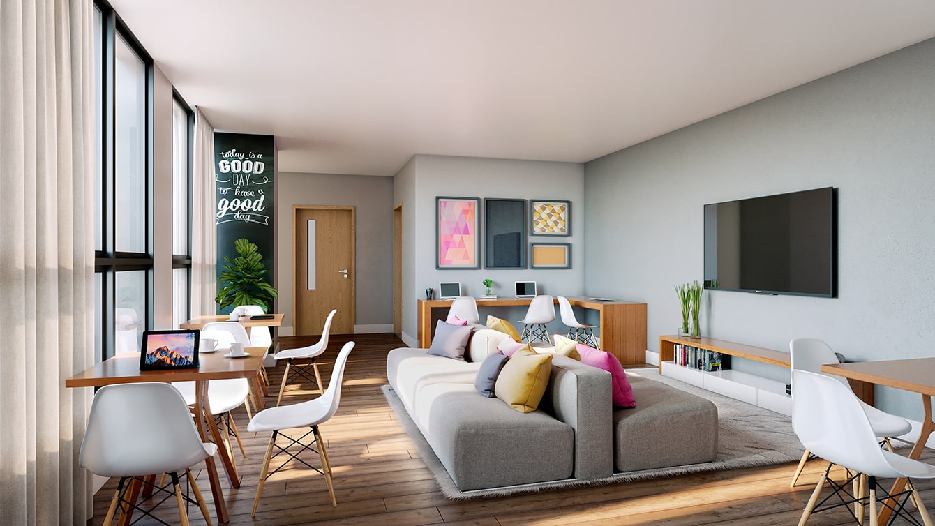 VITA JP - Boston, MA - Indoor Amenity Space Rendering